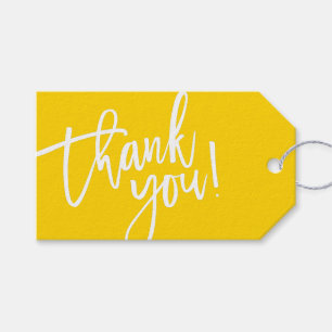 Étiquettes-cadeau MODERNE MAIN LETTERED merci écriture jaune blanc