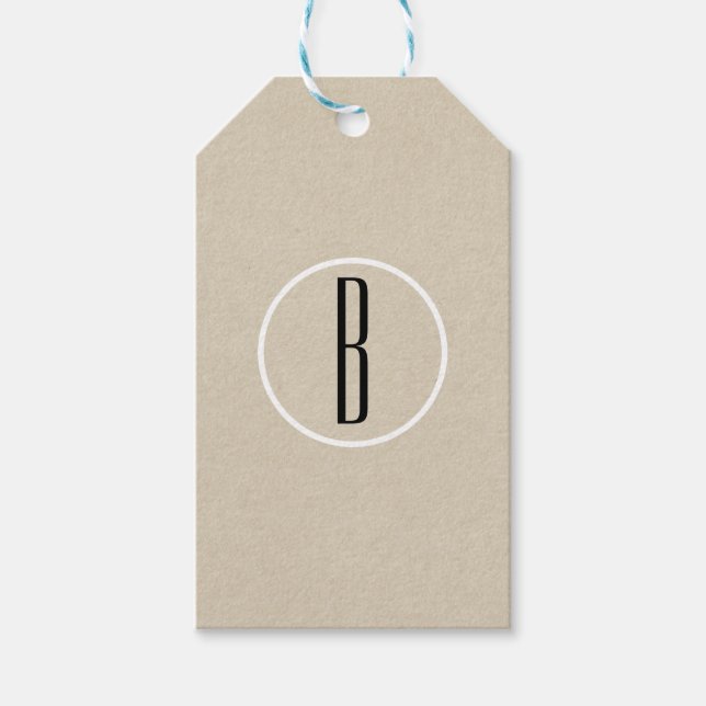 Étiquettes-cadeau Moderne minimal Kraft Rustique Monogramme Mariage  (Devant)