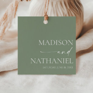 Étiquettes Cadeau Moderne minimaliste Élégant Sage Mariage vert