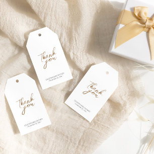 Étiquettes-cadeau Moderne minimaliste Merci de Baby shower blanc