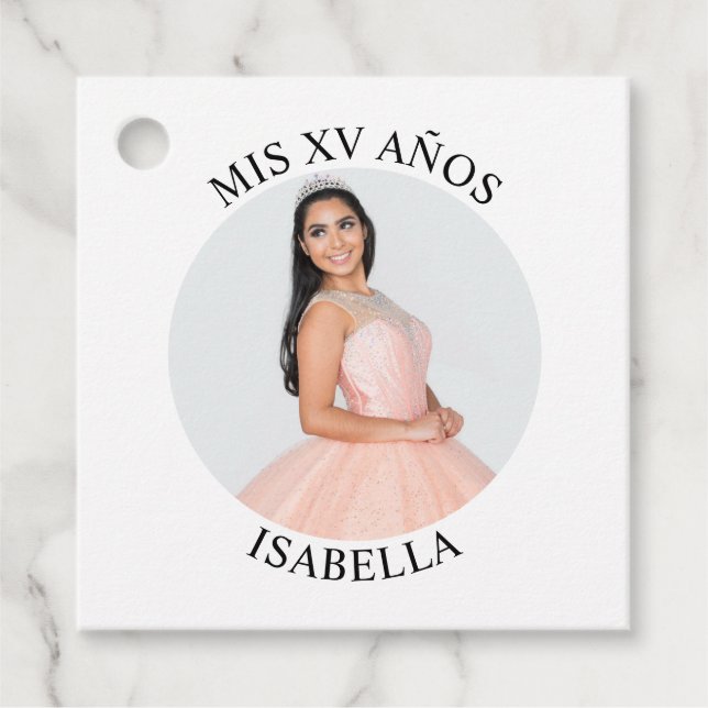 Étiquettes Cadeau Moderne minimaliste Mis XV Años Photo (Devant)