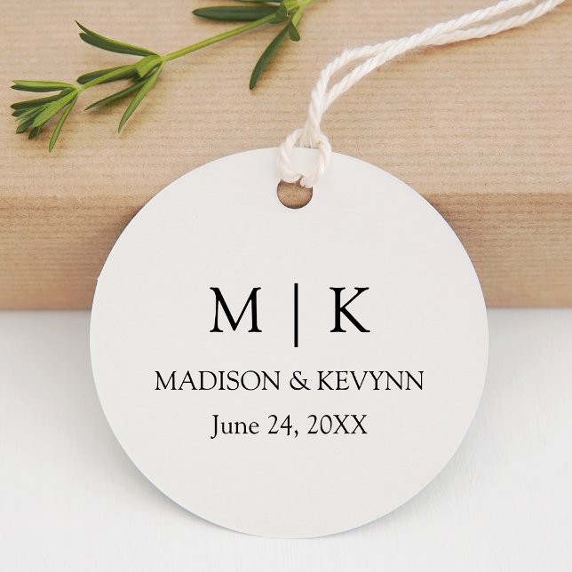 Étiquettes Cadeau Moderne minimaliste simple Mariage Monogramme (Customize to change text size, style or to add more text to front or back.)