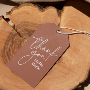 Étiquettes-cadeau Moderne minimaliste simple script terre cuite merc