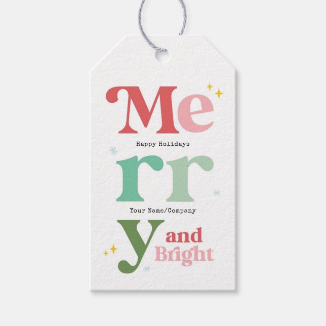 Étiquettes-cadeau Moderne Noël Merry & Bright  (Devant)