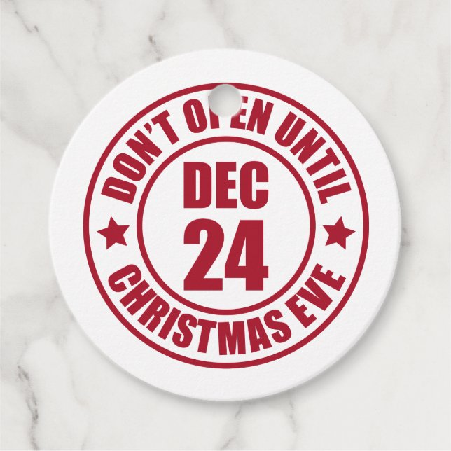 Étiquettes Cadeau Moderne N'Ouvre Pas Jusqu'Au Timbre De Noël (Devant)