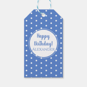 Étiquettes-cadeau Moderne Pastel Bleu Pois Joyeux Anniversaire