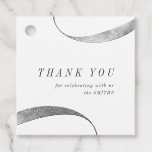 Étiquettes Cadeau Moderne remerciement minimaliste argent et blanc d