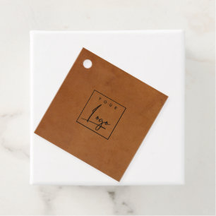 Étiquettes Cadeau Moderne Rustique Tan Cuir Texture Logo Entreprise
