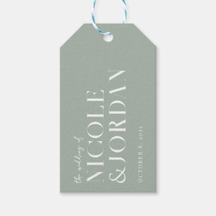 Étiquettes-cadeau Moderne Simple Chic Sage Mariage Vert