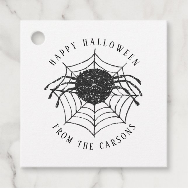 Étiquettes Cadeau Moderne simple heureux Halloween Spider Web (Devant)