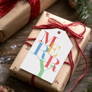 Étiquettes-cadeau Moderne tendance Merry Bright