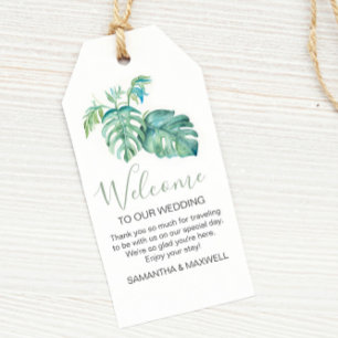 Étiquettes-cadeau Moderne végétation tropicale à l'aquarelle Bienven