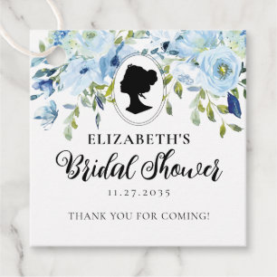 Étiquettes Cadeau Moderne Vintage Bleu Floral Merci Shower de Mariag