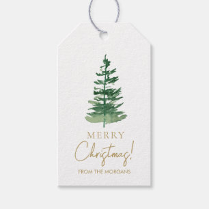 Étiquettes-cadeau Moins Joyeux Noël Aquarelle Pine Personnalisée