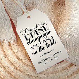 Étiquettes-cadeau Moment de Boire du Champagne Ivory Monogramme Cade