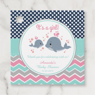 Étiquettes Cadeau Mommy and Baby Whales Baby shower Merci Cadeau