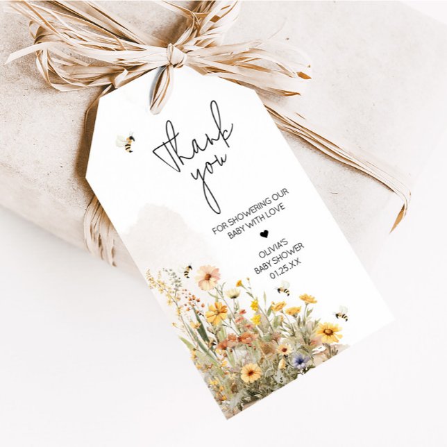 Étiquettes-cadeau Mommy to Bee Fleur sauvage Baby shower Favoriser l (Wildflower Mommy to Bee Baby Shower Favor Tags)