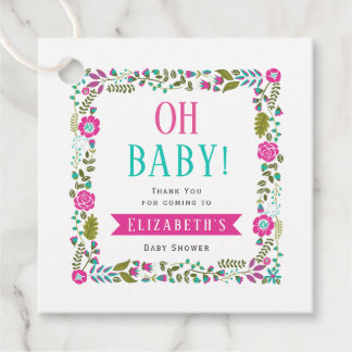Étiquettes Cadeau Mon bébé ! Aqua, Merci à baby shower rose