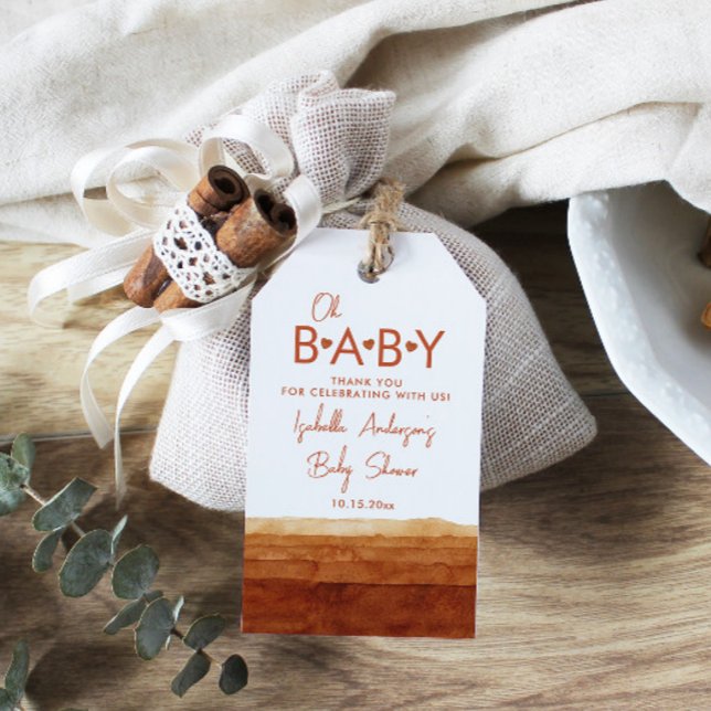 Étiquettes-cadeau Mon bébé Baby shower en terre cuite Merci (Créateur téléchargé)
