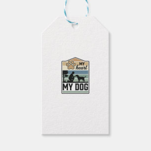 Étiquettes-cadeau Mon cœur Mon chien Gravure vintage Design pour ama