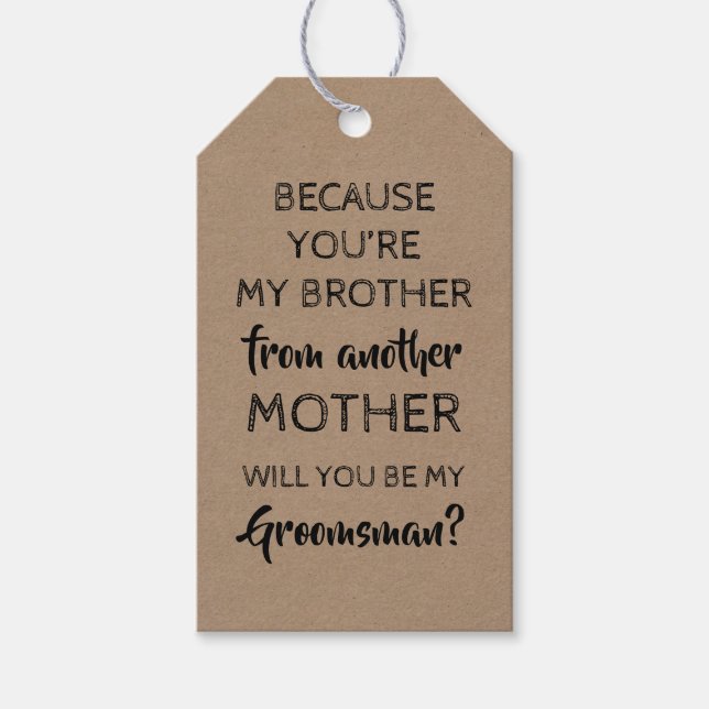 Étiquettes-cadeau Mon frère - Proposition de Groomsman joyeux et agr (Devant)