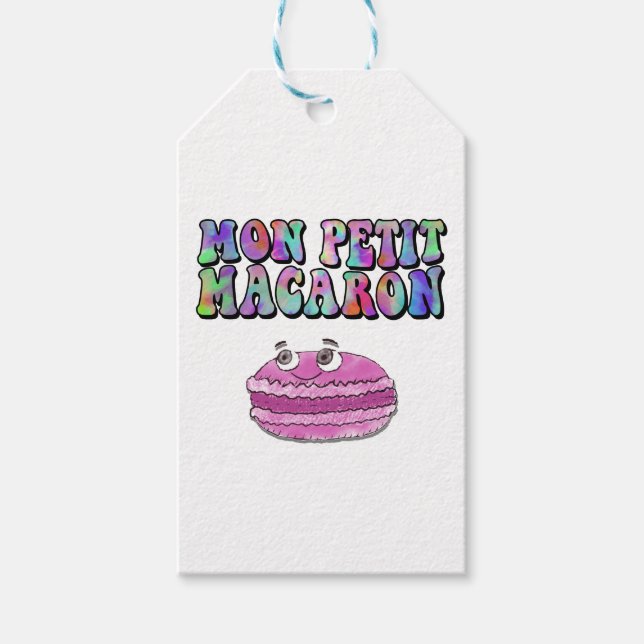Étiquettes-cadeau Mon Petit Macaron Retro Tie Dye Texte Super (Devant)