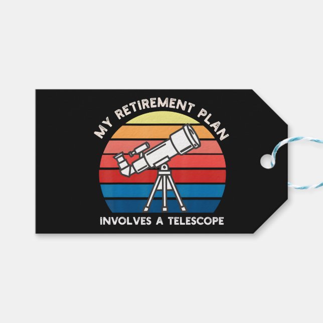 Étiquettes-cadeau Mon plan de retraite implique un télescope (Devant (Horizontal))