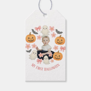 Étiquettes-cadeau Mon premier Halloween Couronne de citrouille et