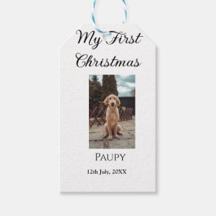 Étiquettes-cadeau Mon premier Noël ajoute le nom de l'animal chien c