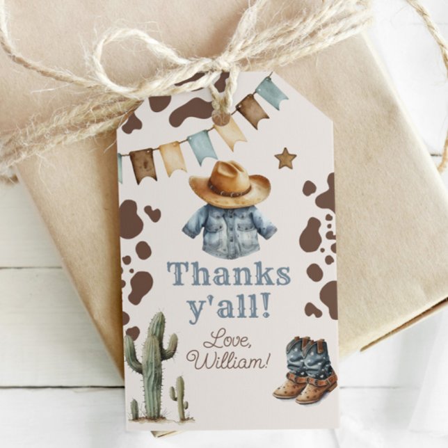 Étiquettes-cadeau Mon premier Rodeo CowboyMerci votre anniversaire (Créateur téléchargé)