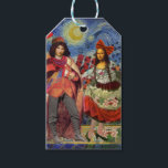 Étiquettes-cadeau Mona Lisa Romantic Funny Art coloré<br><div class="desc">Cette merveilleuse invitation prend des éléments de la Mona Lisa et de Van Gogh's Starry nuit pour faire un thème mariage exceptionnellement unique et fantasque stationnaire pour une invitation, merci, numéro de table, et plus encore! Mona Lisa - Cette image présente la Mona Lisa avec son homme, dansant dans la...</div>