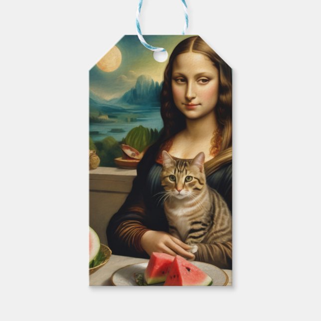 Étiquettes-cadeau Mona Lisa & son chat  -  Vibes estivales  (Devant)