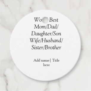 Étiquettes Cadeau Monde meilleur maman mari femme papa fille fils
