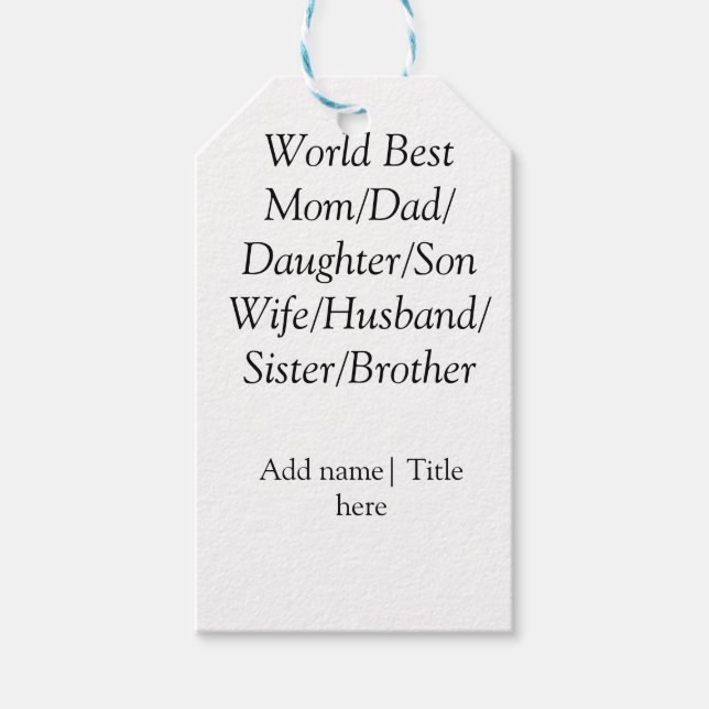 Étiquettes-cadeau Monde meilleur maman mari femme papa fille fils (Devant)