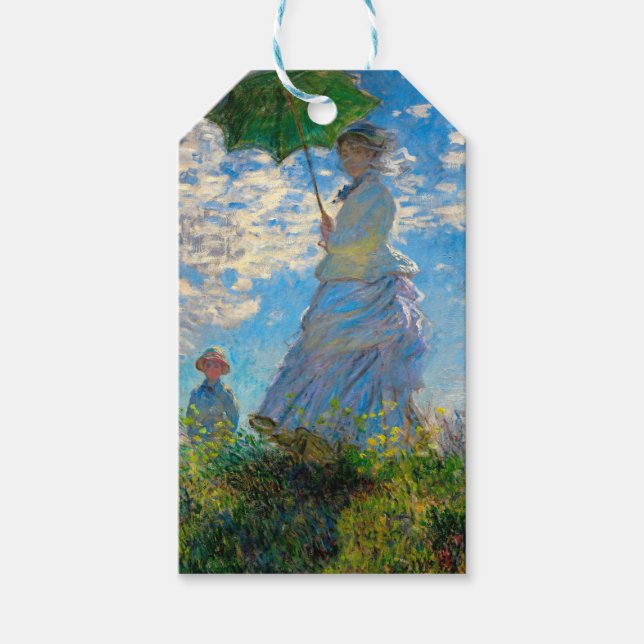 Étiquettes-cadeau Monet Femme Parasol Impressionnisme (Devant)