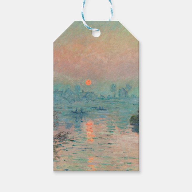 Étiquettes-cadeau Monet Sunset Seine Beaux-Art Impressionnisme (Devant)