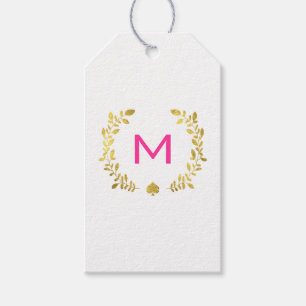 Étiquettes-cadeau Monogram Gold Foil Laurel & Spade