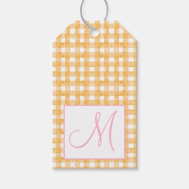 Étiquettes-cadeau Monogram Preppy Citrouille annonce Thanksgiving (Devant)