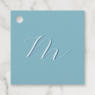 Étiquettes Cadeau Monogram Solide Blue Pastel Minimaliste Profession
