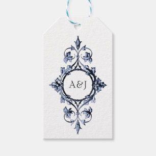 Étiquettes-cadeau Monogramme à cadre doré Mariage gothique