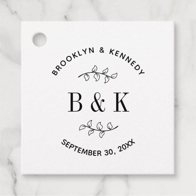 Étiquettes Cadeau Monogramme amusant Nom du couple de mariage floral (Devant)