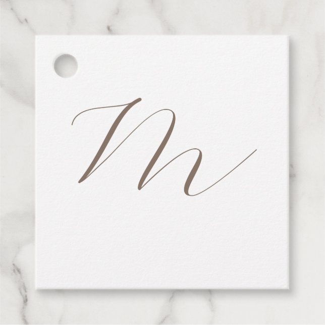 Étiquettes Cadeau Monogramme calligraphie Plaque unique moderne (Devant)