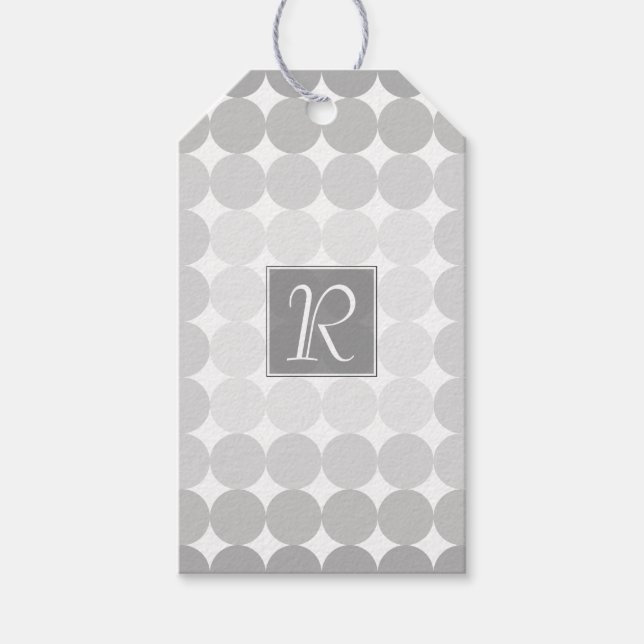Étiquettes-cadeau Monogramme Cercles Gris Moderne (Devant)