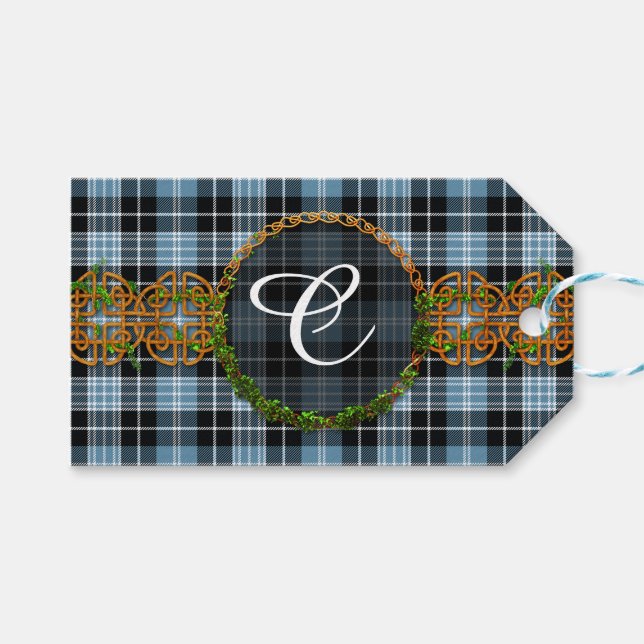 Étiquettes-cadeau Monogramme Clark Tartan (Devant (Horizontal))