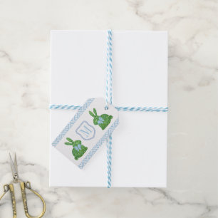 Étiquettes-cadeau Monogramme classique Lapin Tabou Topiaire Garçon F