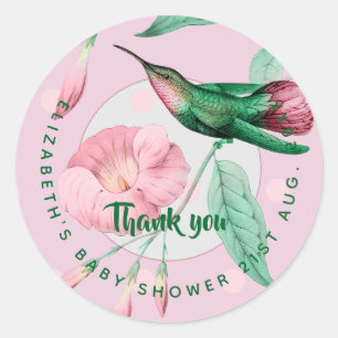 Étiquettes Cadeau Monogramme Colibri rose Mint Flo