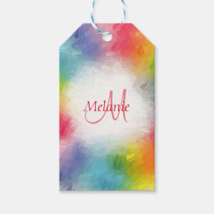 Étiquettes-cadeau Monogramme coloré moderne Modèle arc-en-ciel Abstr