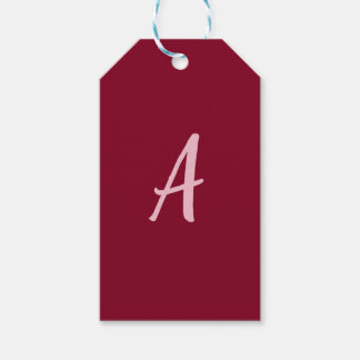 Étiquettes-cadeau Monogramme de calligraphie rouge Bourgogne