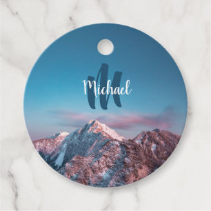Étiquettes Cadeau Monogramme de ciel magique montagne Storžič Slovén