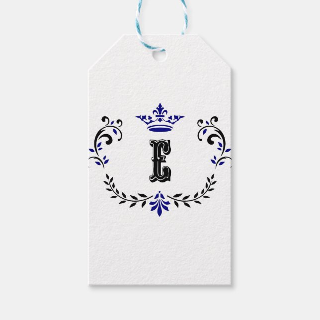 Étiquettes-cadeau Monogramme de couronne 'E' (Devant)